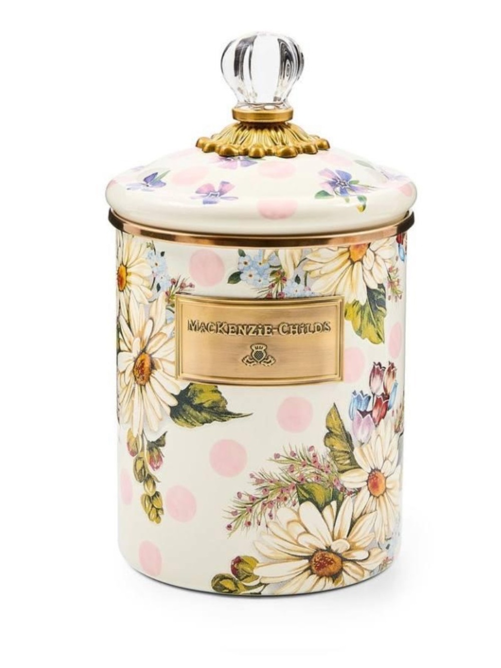MacKenzie-Childs Medium Pink Wildflowers Decorative Canister